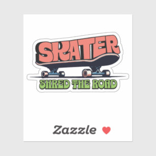 Skater Shred the Road – Retro 70s Skateboarding Sticker