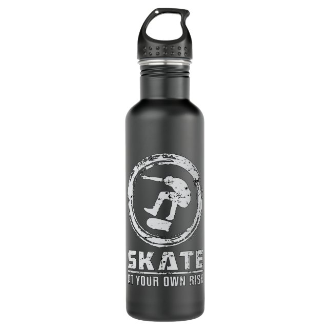 Skater Skate Skateboard Skateboarding Gift Idea Stainless Steel Water Bottle (Front)