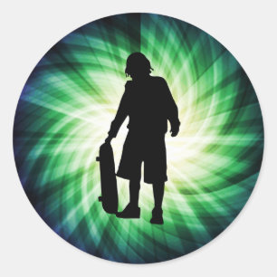 Skater; Skateboard Classic Round Sticker