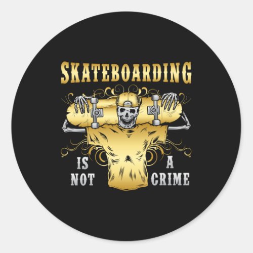 Skater Skateboard Skate Skateboarding Gift Idea Classic Round Sticker