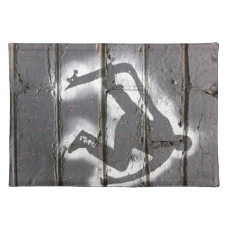 Skater Stencil wall art in grays and white Cloth Placemat
