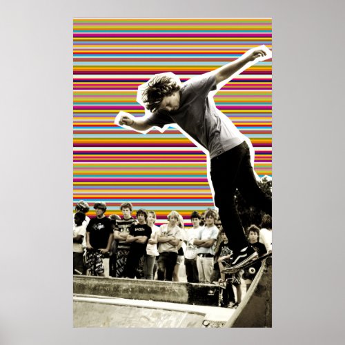 Skater Stripes Skateboarding Bowl Poster