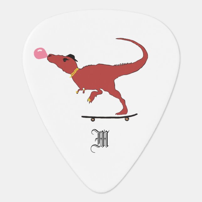 Skater T-rex Guitar Pick (Front)