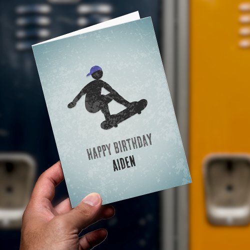 Skater Themed Grungy Metal for Teen Boys and Men Card