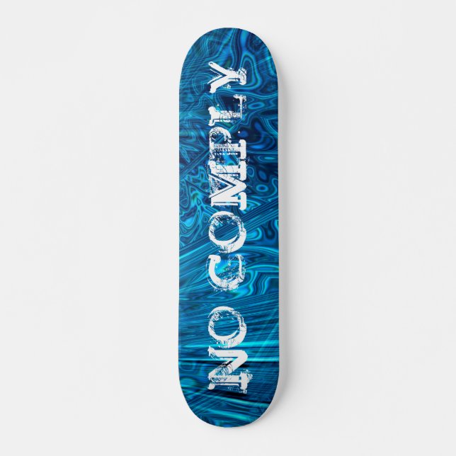 Skater Trick No Comply on Blue Abalone Fractal  Skateboard (Front)