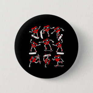 Skater Valentines Day Heart Riding Skateboards Boy Button