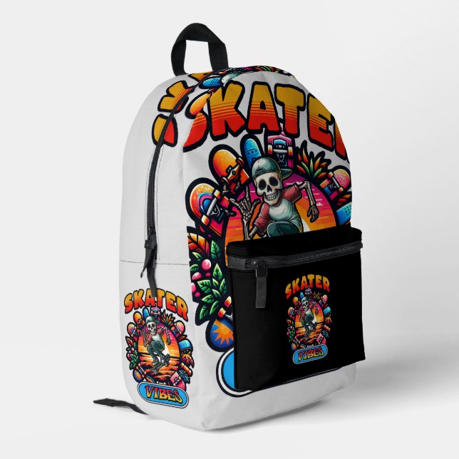 SKATER VIBES!  PRINTED BACKPACK (Back Corner Left)