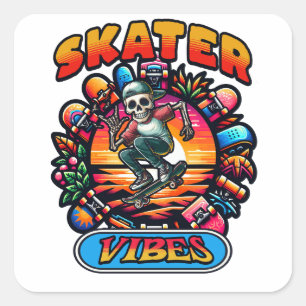SKATER VIBES! SQUARE STICKER