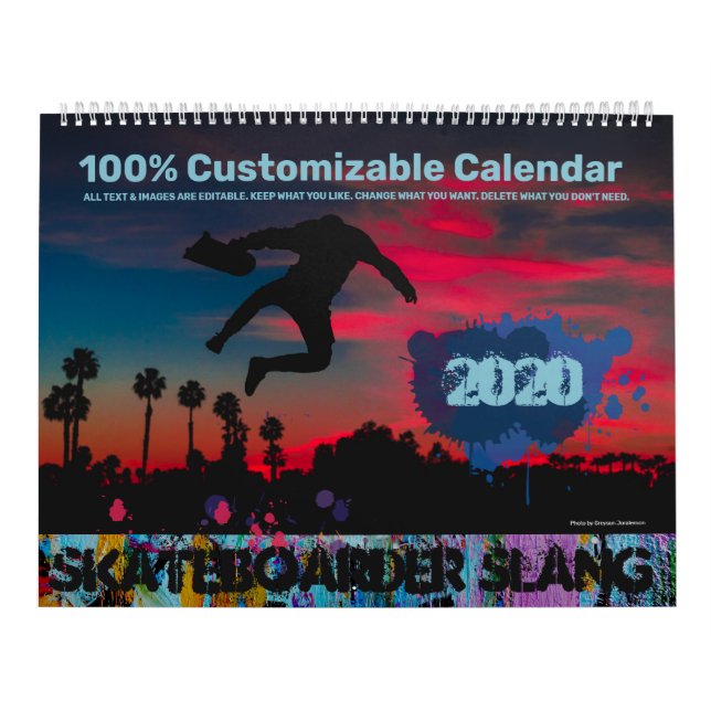 Skaterboarder Slang Customizable Calendar (Cover)