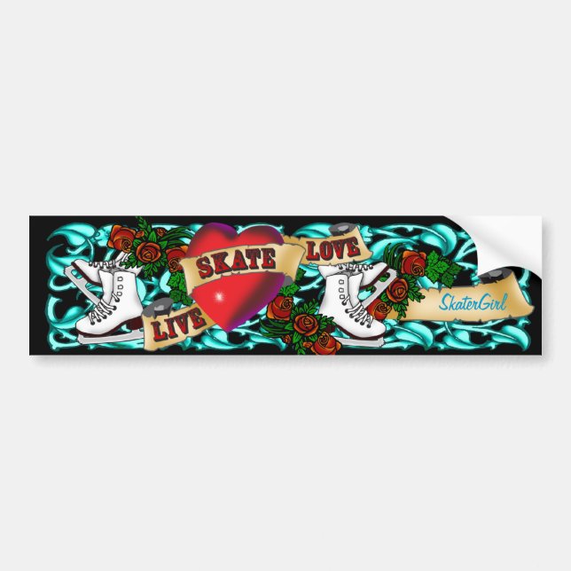 SkaterGirl Tatto Bumper Sticker (Front)