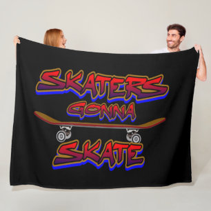 Skaters Gonna Skate Skateboard Red Blue Graffiti Fleece Blanket