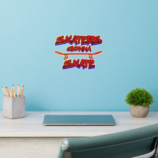 Skaters Gonna Skate Skateboard Red Blue Graffiti   Wall Decal (Home Office 2)