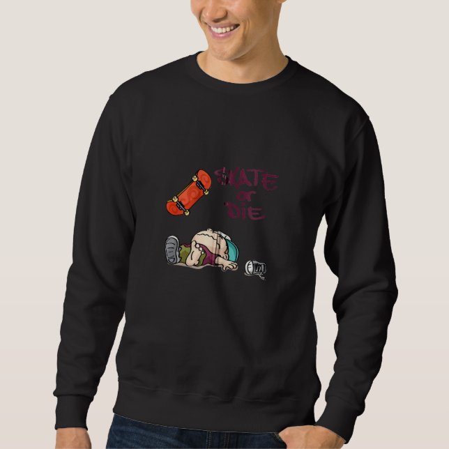Skaters Having Fun Skateboarder Red Skateboard Ska Sweatshirt (Front)