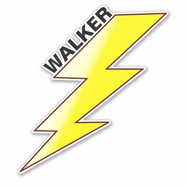 Skater's Name & Lightning Bolt Design - Skateboard Sticker (Front)