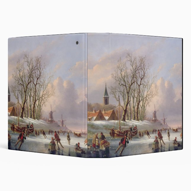Skaters on a Frozen River before Windmills (oil on Binder (Background)