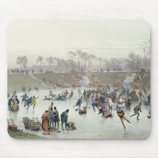 Skaters on the Lake at Bois de Boulogne Mouse Pad (Front)