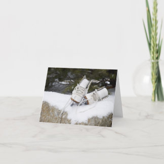 Skates In Snow Holiday Card