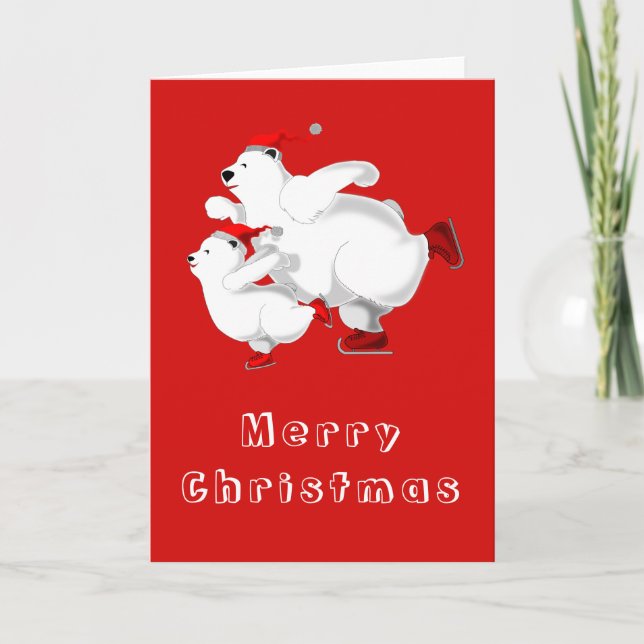 Skating Bear Christmas Card (Front)