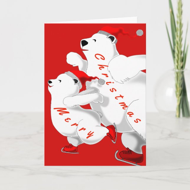 Skating Bear Family Christmas Cards (Front)