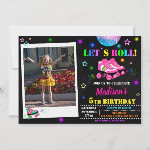 Skating birthday invitation Roller party invite