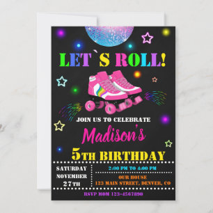 Skating birthday invitation Roller party invite