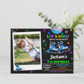 Skating birthday invitation Roller party invite (Standing Front)