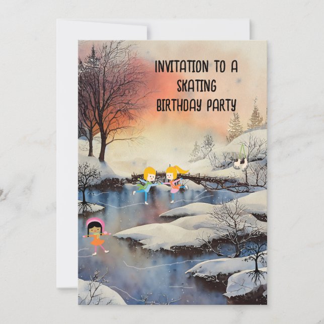 Skating Birthday Party Invite for Kids (Front)