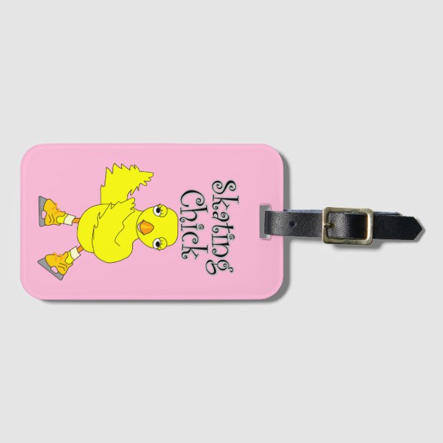 Skating Chick Text Luggage Tag (Front Horizontal)