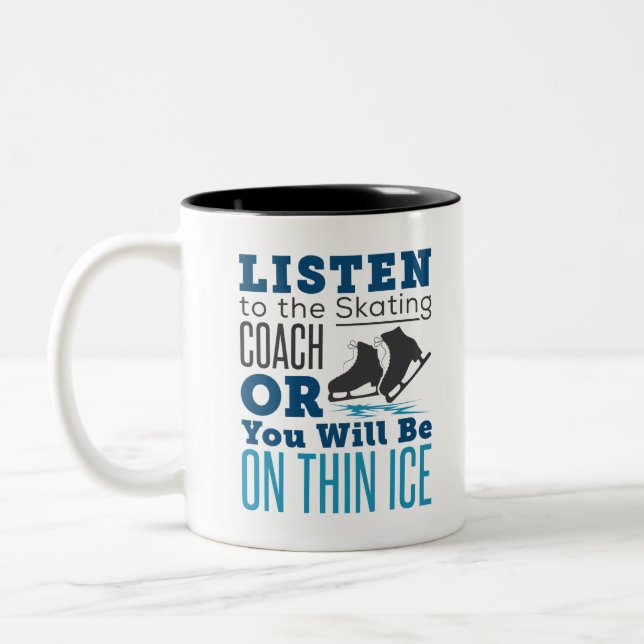 Skating Coach Ice Figure Skating Thin Ice Two-Tone Coffee Mug (Left)