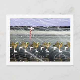 Skating Ducks for Christmas Holiday Postcard