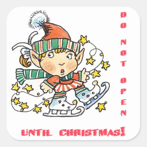 Skating Elf Do Not Open Until Christmas Sticker