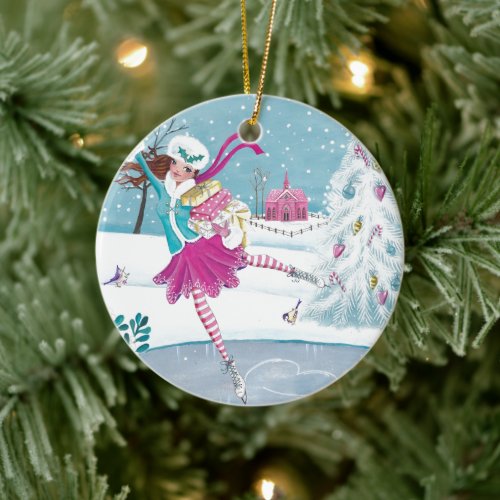 Skating Girl Christmas Holiday Ornament