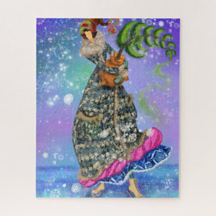 Skating Girl with Christmas Tree Jigsaw Puzzle