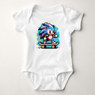 Skating Hedgehog: 8-Bit Pixel Adventure Pixel Art Baby Bodysuit