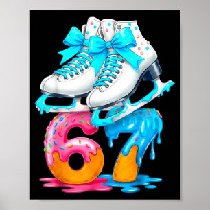 Skating Ice Cream Drip Number 67 Player 67th Birth Poster