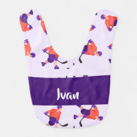 Skating ice hockey player pattern baby bib