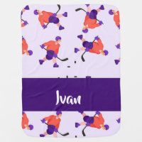 Skating ice hockey player pattern baby blanket