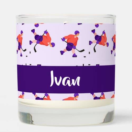 Skating ice hockey player pattern scented candle