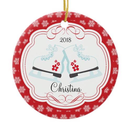 Skating Ice Skates Dated Christmas Ornament
