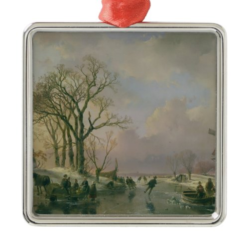 Skating in Holland Metal Ornament