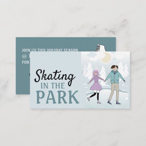 Skating in the Park Ice Skate Rink Advertising Business Card