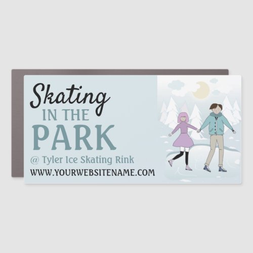 Skating in the Park Ice Skate Rink Advertising Car Magnet