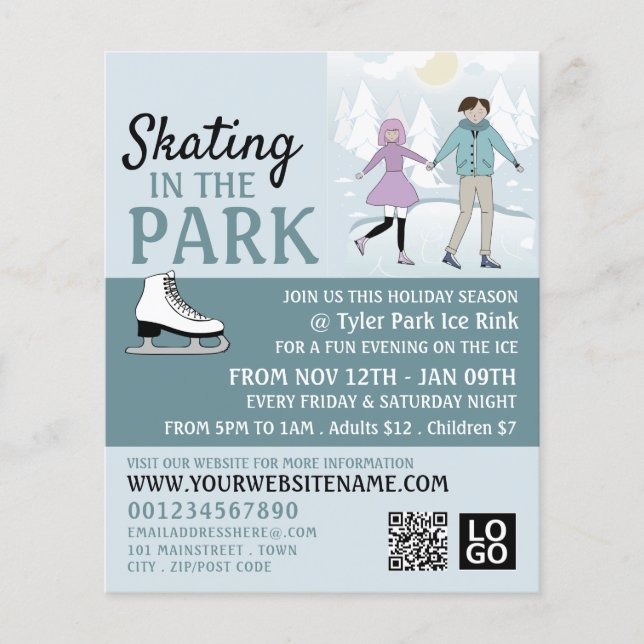 Skating in the Park, Ice Skate Rink Advertising Flyer (Front)