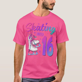 Skating Into 16Th Birthday 16 Year Old Ice Skating T-Shirt