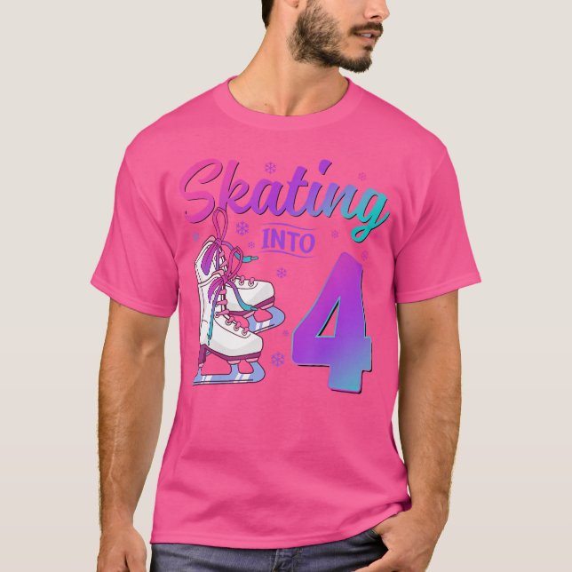Skating Into 4Th Birthday 4 Year Old Ice Skating G T-Shirt (Front)