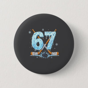 Skating Lovers Number Six 7 Drip Hockey 6 Seven Pu Button