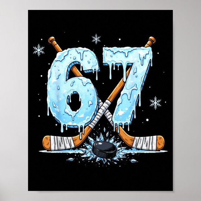 Skating Lovers Number Six 7 Drip Hockey 6 Seven Pu Poster (Front)