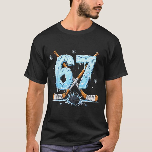 Skating Lovers Number Six 7 Drip Hockey 6 Seven Pu T-Shirt (Front)