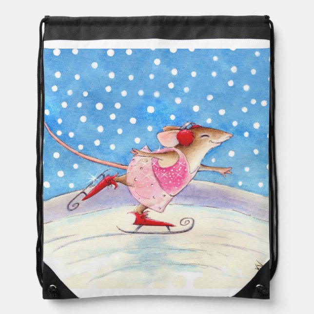 Skating Mouse winter sports Drawstring Bag (Front)