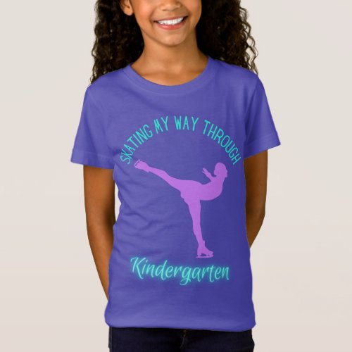 Skating My Way Through Kindergarten Purple Teal T_Shirt